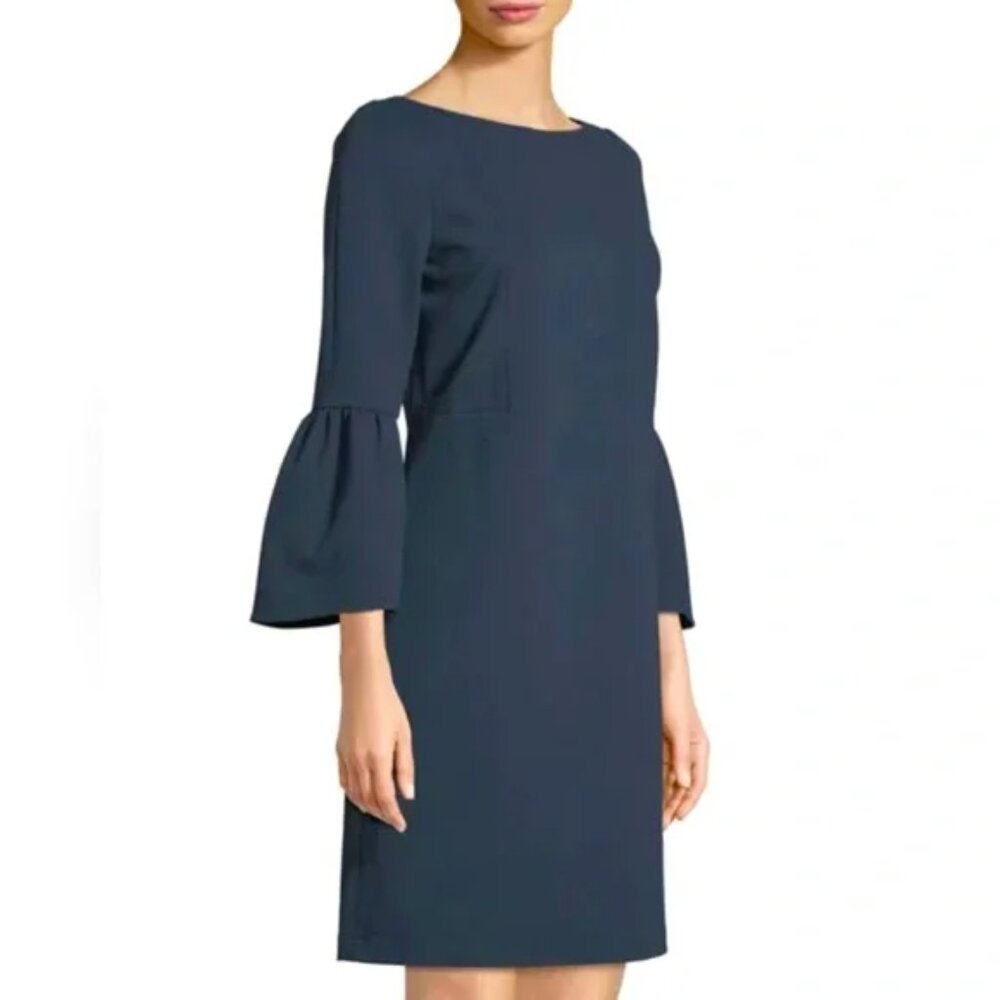 Lafayette 148 New York Marissa Black 3/4 Bell Sleeve Dress